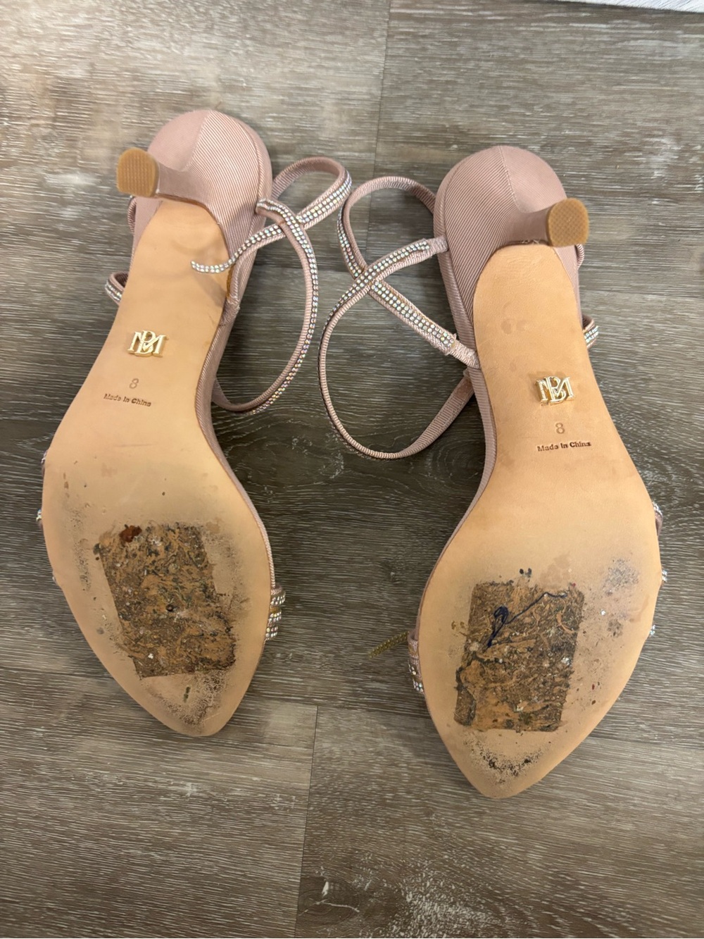 Badgley Mischka | Dessa Embellished Sandal Kitten Heel Bridal Blush Pink Size 8 - Picture 7 of 11